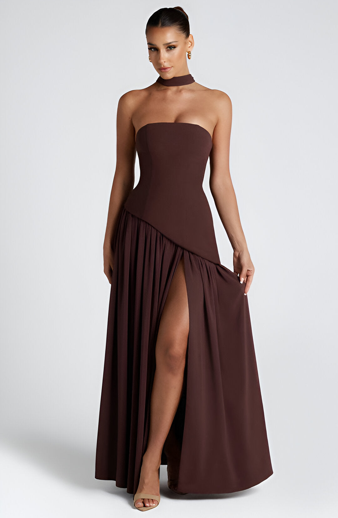 Èlira – Contrast Strapless Maxi Dress