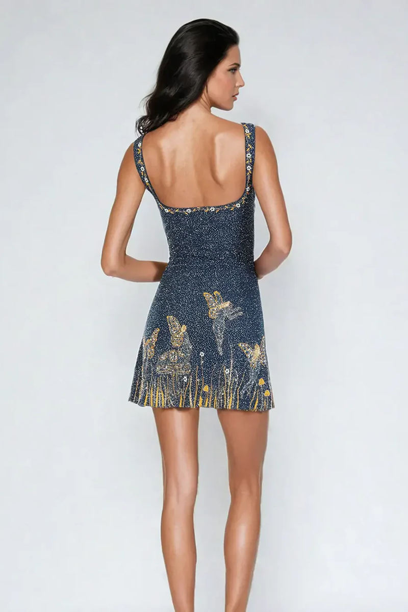 Celestía – Beaded Midnight Mini Dress