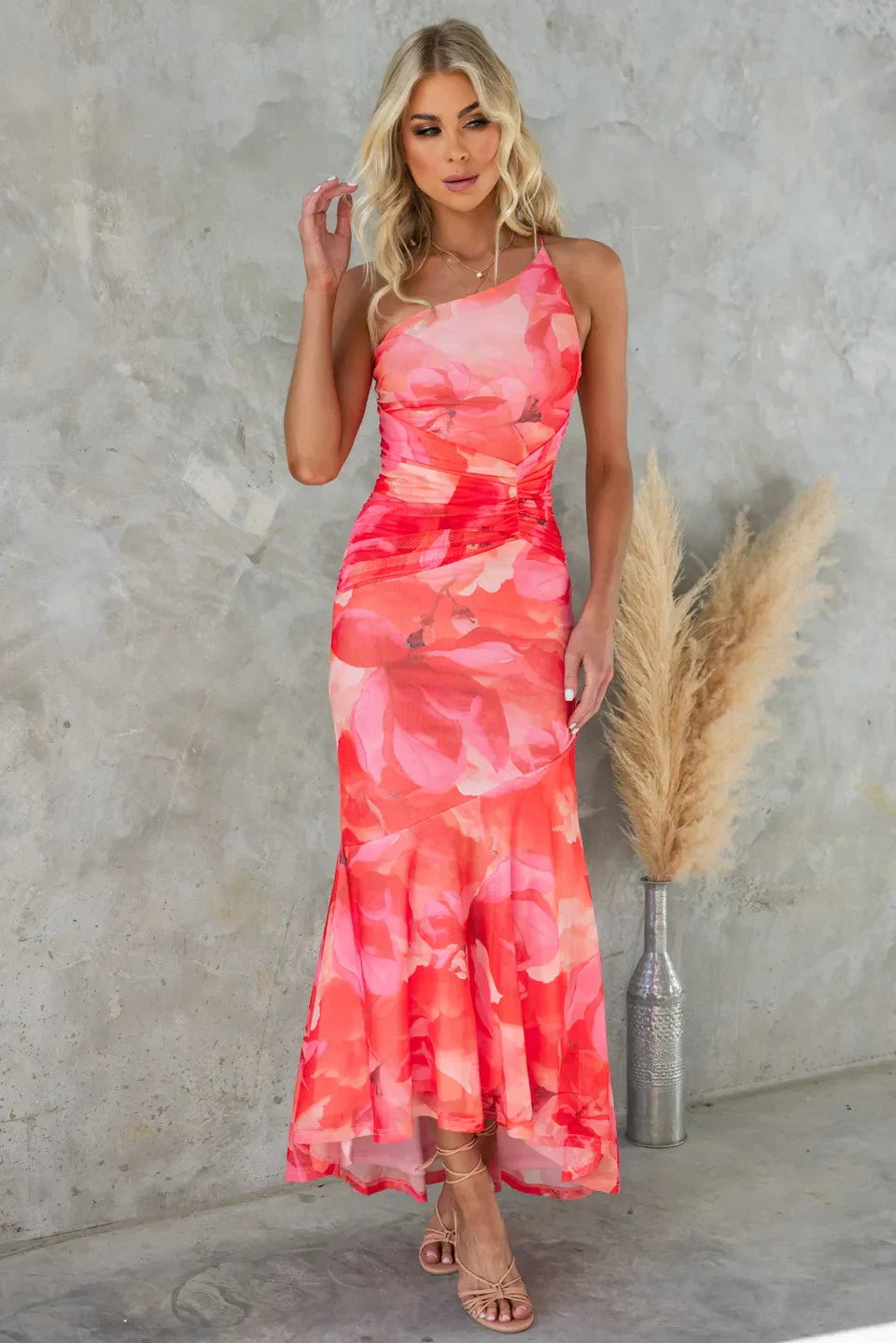 Aurelia – One-Shoulder Floral Midi Dress
