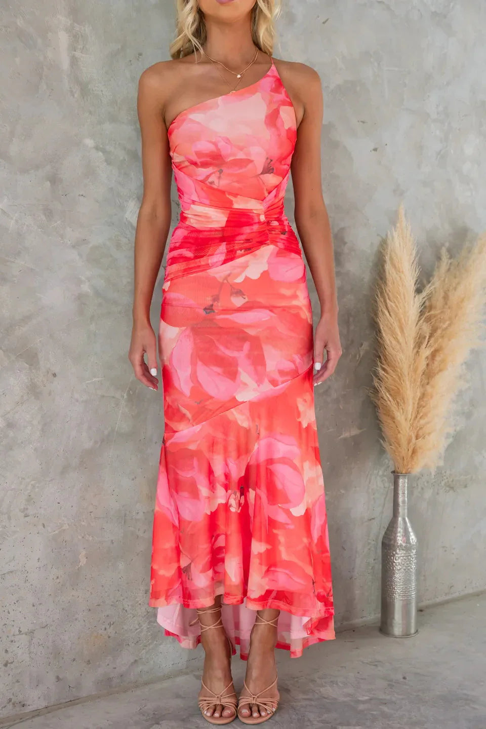 Aurelia – One-Shoulder Floral Midi Dress