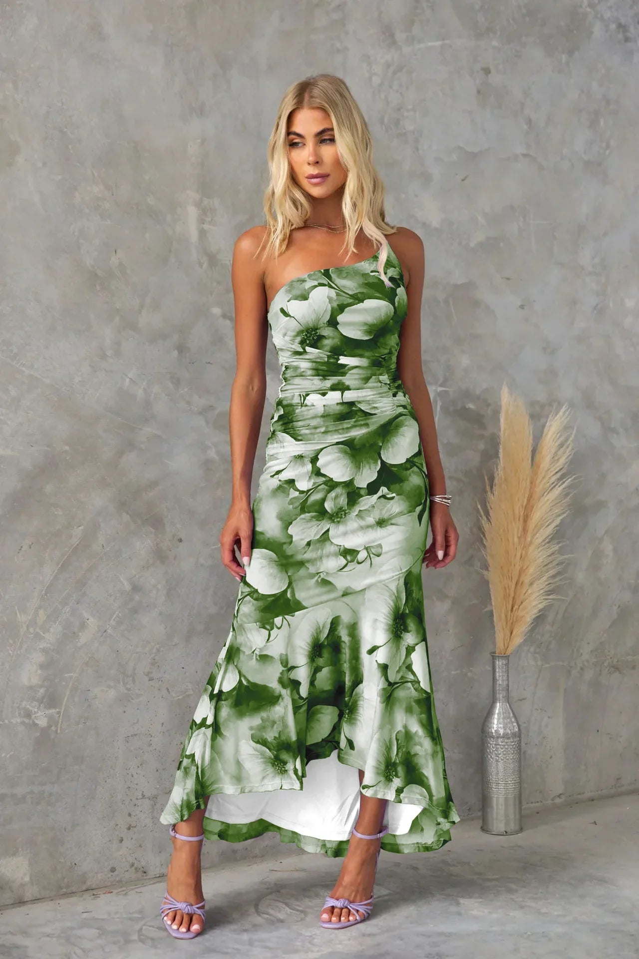 Aurelia – One-Shoulder Floral Midi Dress